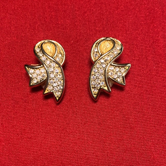 Vintage Dior Gold and Pave’ Crystal Earrings Made in Germany - Picture 4 of 9